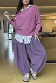 Conrad Batwing Ruffle Cuff Knit Indian Pink
